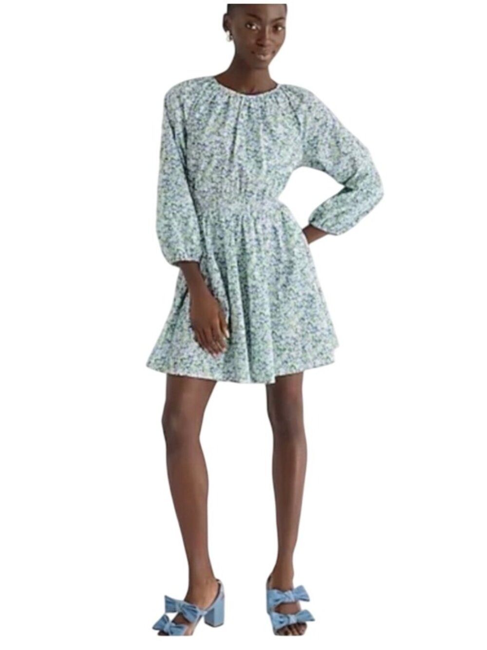 J. Crew Liberty Palermo Smocked Mini Dress Thorpe Hill Floral Print L Tall